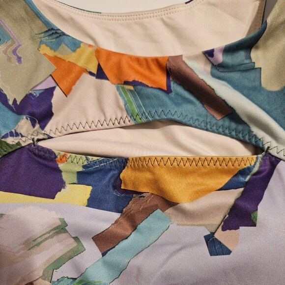 Zella Sports Bra Teal Multi Color Jacqueline Print Size XL - Picture 2 of 13